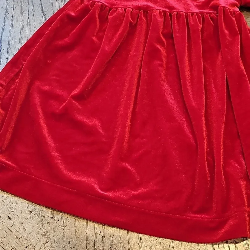 4T red long sleeve velvet dress Mud Pie